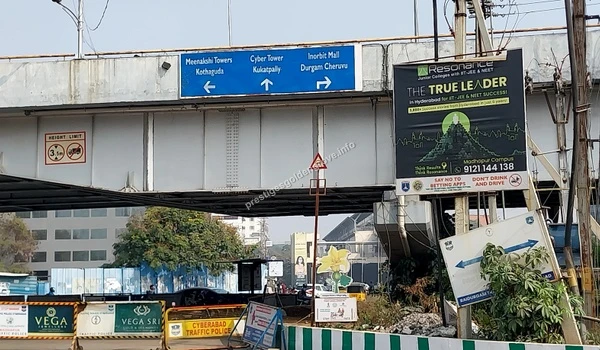 IKEA Circle Junction Signage at IKEA Circle indicating directions to Cyber Towers and Inorbit Mall, showcasing the central connectivity near Prestige Golden Grove