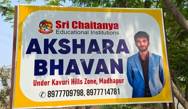 Akshara Bhavan Signage for Sri Chaitanya Educational Institutions Akshara Bhavan, highlighting the excellent educational infrastructure near Prestige Golden Grove